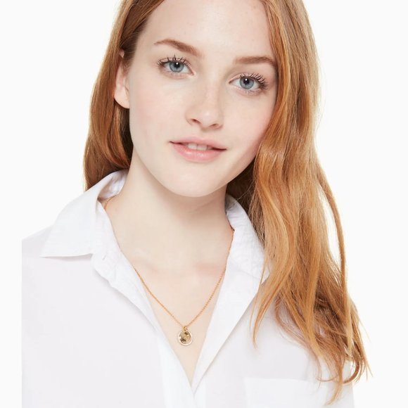 NWT Kate Spade Spot the Spade Pave Charm Pendant Necklace in Gold - Picture 3 of 4